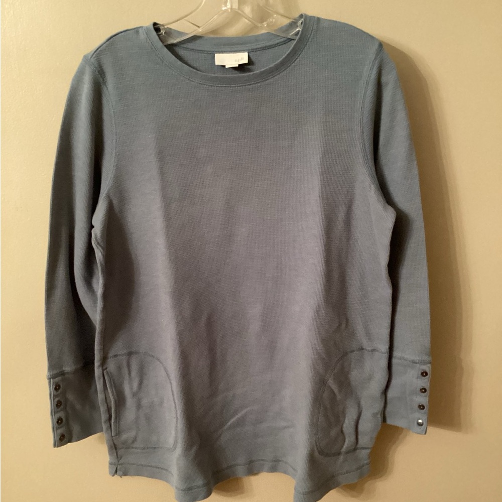 J. JILL SIZE MEDIUM BLUE THERMAL TUNIC TOP 3/4 SLEEVE